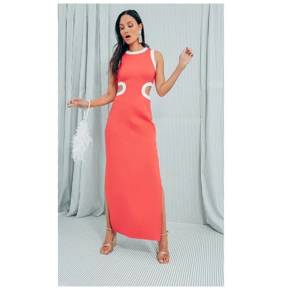 NEW STAUD Dolce Cut Out Ponte Maxi Dress Size Large